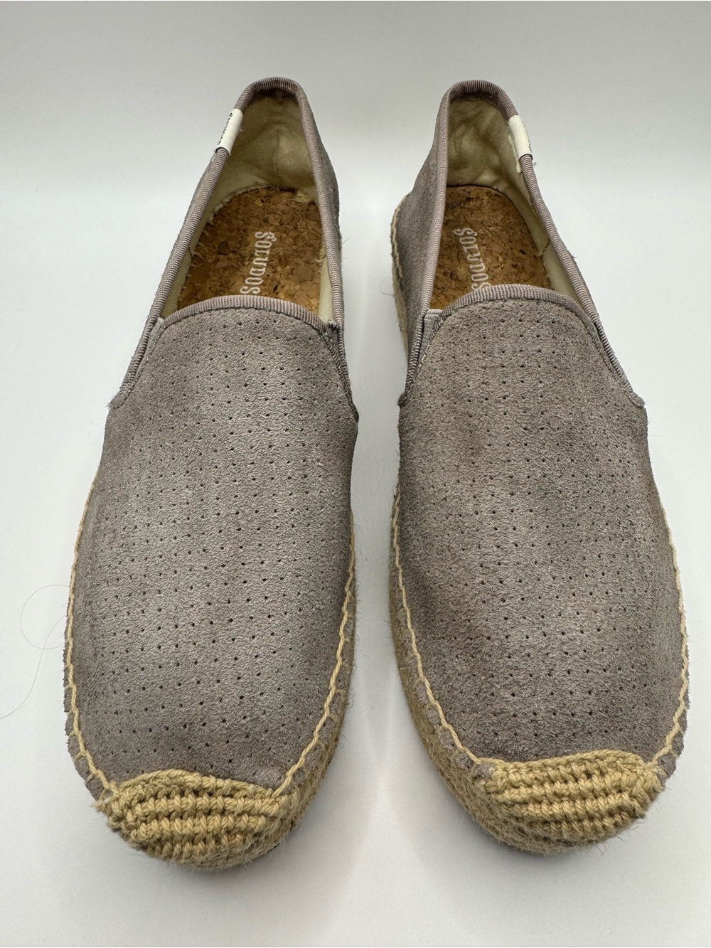 Saludos Women's Malibu Platform Espadrilles Perforated Suede Gray 7.5